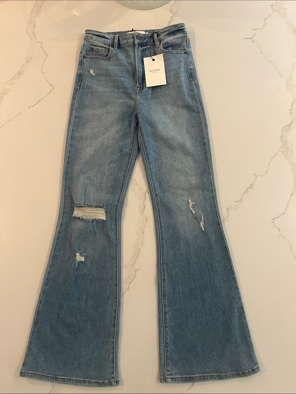 Hidden NEW The Happi Distressed Stretch Flare Jeans 27 - Picture 5 of 9